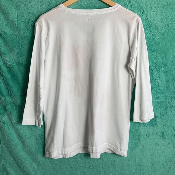 Marushka Womens Three Quarter Long Sleeve Hibiscus Screen Printed Tee Large - Picture 5 of 9